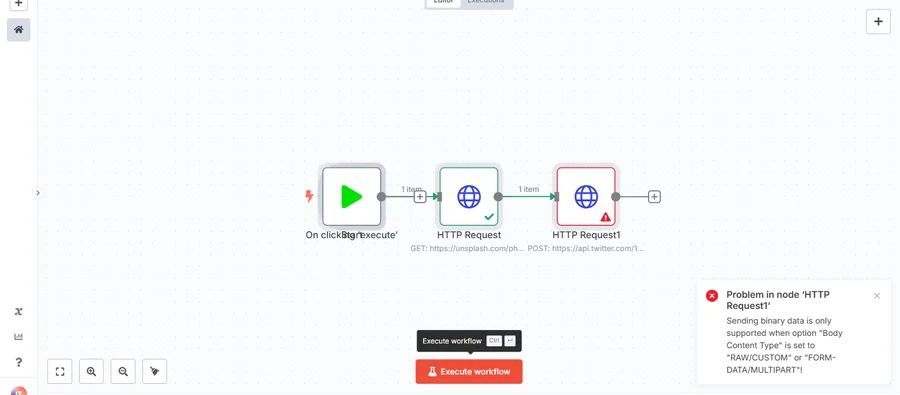 Update Twitter banner using HTTP request imported into n8n's editor